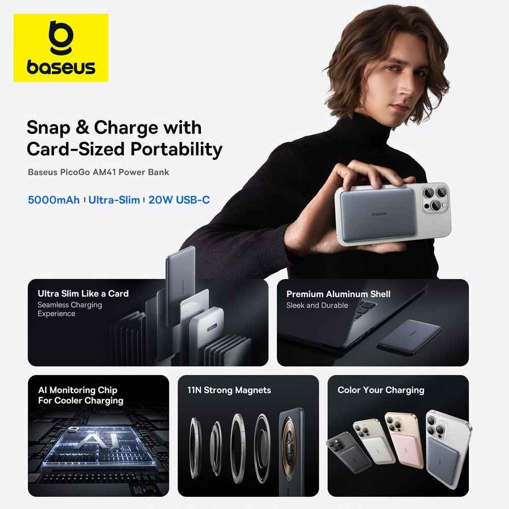 Baseus PicoGo AM41 Ultra-Slim Magnetic Power Bank 5,000mAh 20W