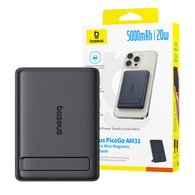 Baseus PicoGo AM31 Qi2 Ultra-Mini Magnetic Power Bank with Kickstand 5,000mAh 20W