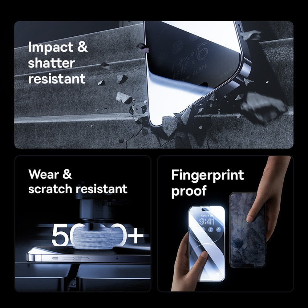 Baseus Diamond Series Full-Coverage Privacy Protection Tempered Glass Screen Protector For iPhone 15 Plus