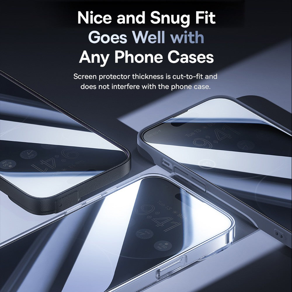 Baseus Diamond Series Full-Coverage Privacy Protection Tempered Glass Screen Protector For iPhone 15 Plus