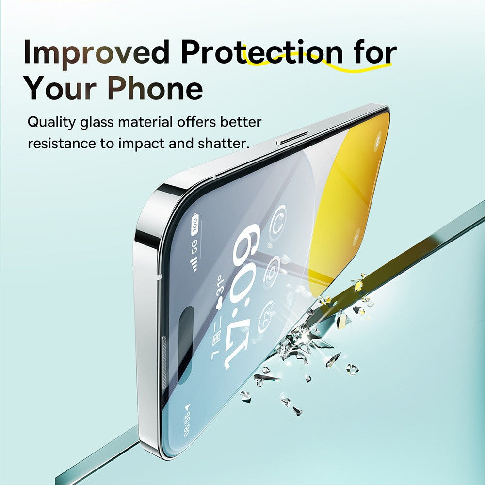 Baseus Sapphire Series HD Tempered Glass Screen Protector (with Dust Filter) For iPhone 15