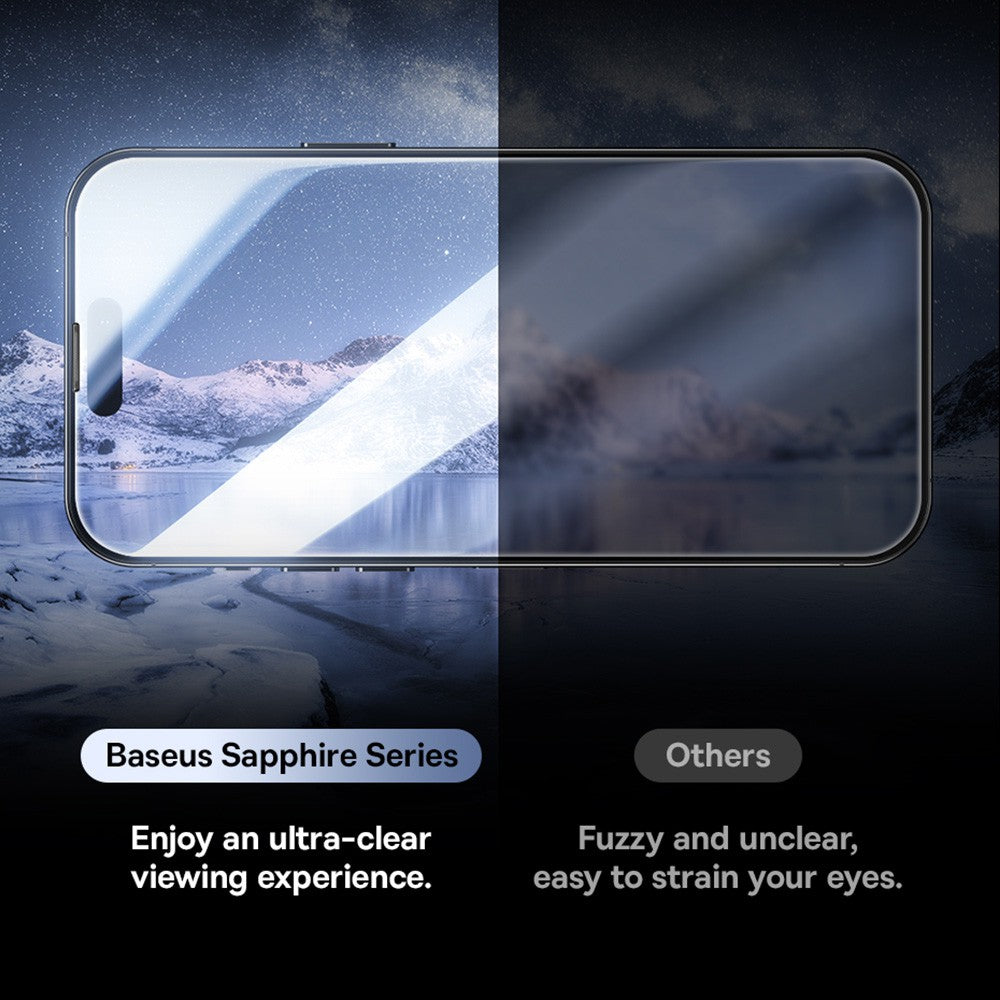 Baseus Sapphire Series Privacy Protection Tempered Glass Screen Protector (with Dust Filter) For iPhone 15 Pro Max