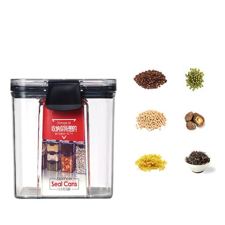 Plastic Transparent Kitchen Square Sealed Jar Household Grain Storage Box - MyMobile