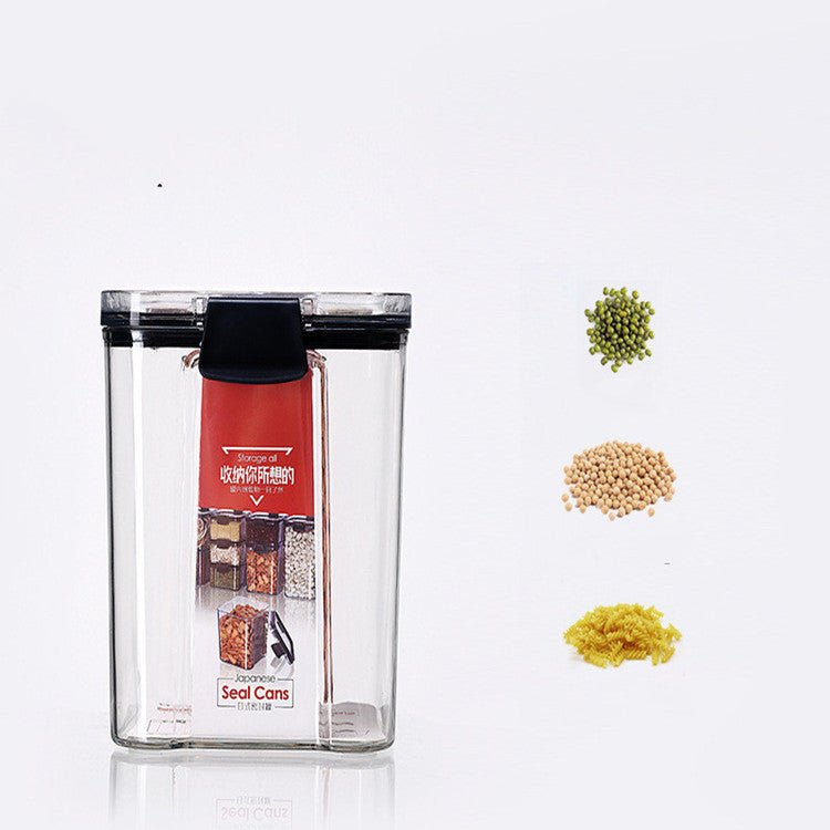 Plastic Transparent Kitchen Square Sealed Jar Household Grain Storage Box - MyMobile