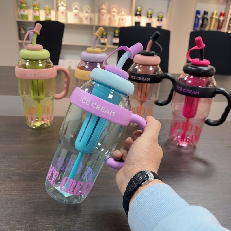 Plastic Water Bottle With Straw Cartoon Cup Drinking Cup Portable Water Bottle 1200ml Kitchen Gadgets - MyMobile