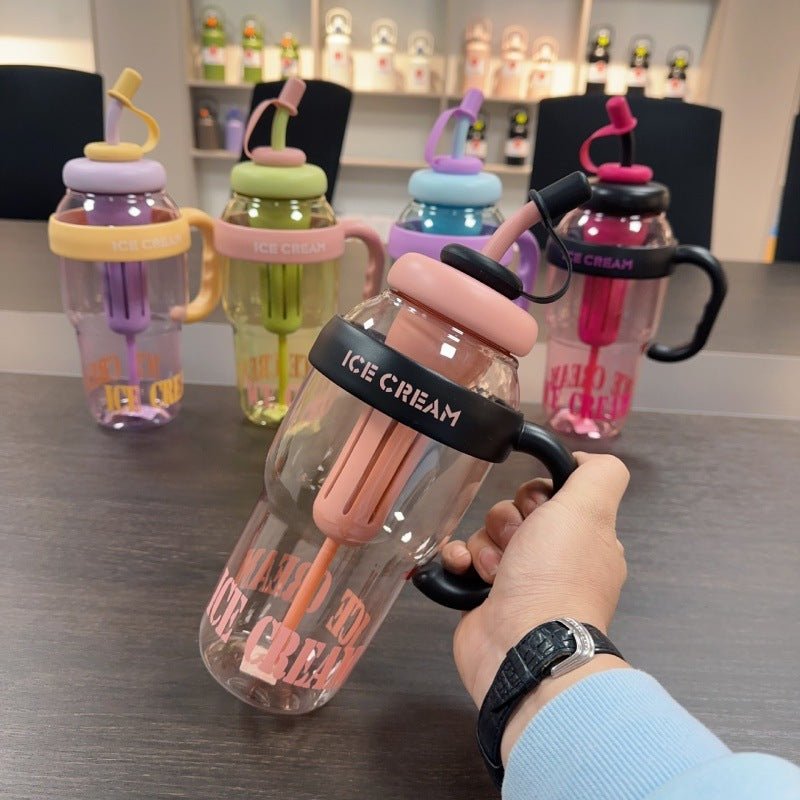 Plastic Water Bottle With Straw Cartoon Cup Drinking Cup Portable Water Bottle 1200ml Kitchen Gadgets - MyMobile