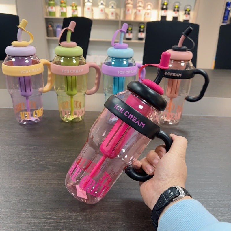 Plastic Water Bottle With Straw Cartoon Cup Drinking Cup Portable Water Bottle 1200ml Kitchen Gadgets - MyMobile