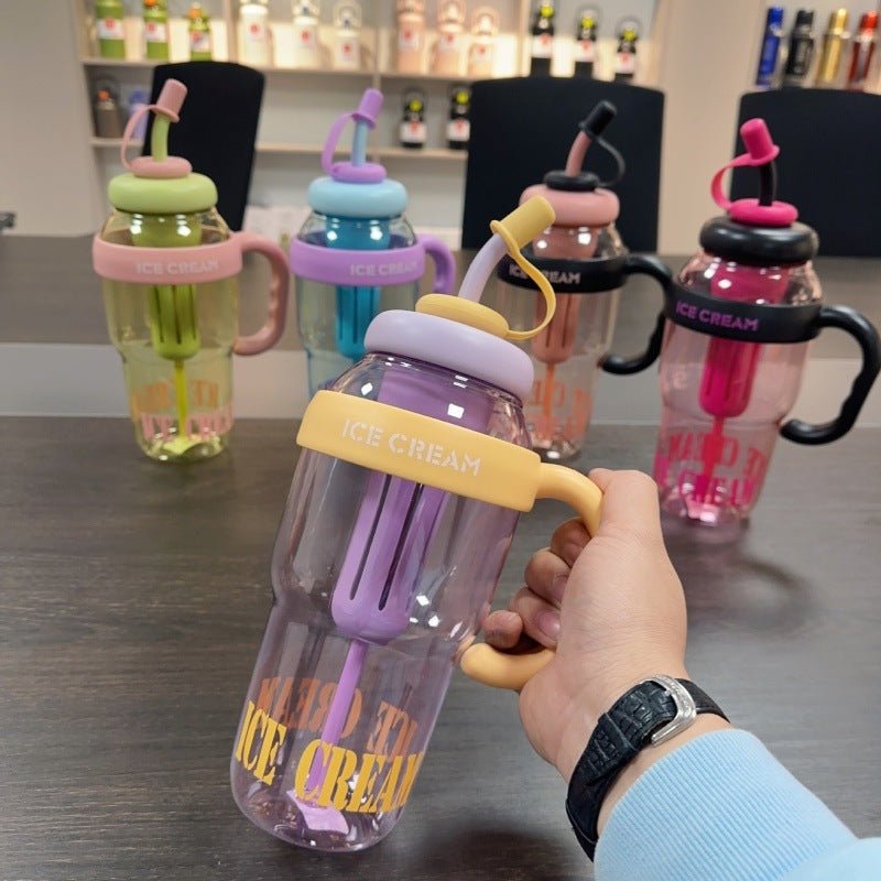 Plastic Water Bottle With Straw Cartoon Cup Drinking Cup Portable Water Bottle 1200ml Kitchen Gadgets - MyMobile