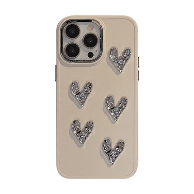 Pleated Metallic Electroplating Heart Mobile Phone Shell For iPhone 14, 15 - MyMobile