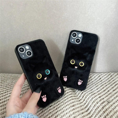 Plush Three - dimensional Cat Eyes Mobile Phone Case Anti - fall - MyMobile