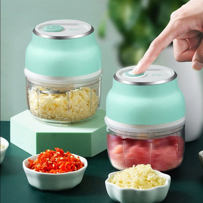 Portable Electric Mini Garlic Cutter Masher Vegetable Fruit Meat Food Chopper Grinder - MyMobile