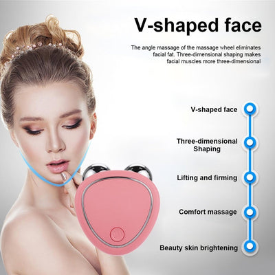 Portable Facial Micro - current Beauty Instrument For Lifting Thinning And Reducing Edema With Double Roller Massager - MyMobile