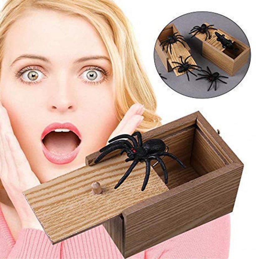 Prank Spider Wooden Scare Box Trick Play Joke Lifelike Surprise April Fools' Day - MyMobile