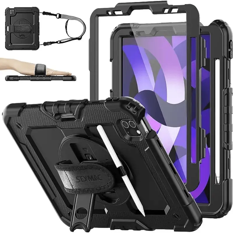 Pure Guardian 2 case iPad 7th/8th/9th gen (10.2) black With Strap and In - build Screen Guard - MyMobile