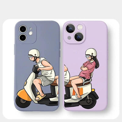 Qianxinsheng Motorcycle Couple Silicone Phone Case For iPhone 13, 14 - MyMobile