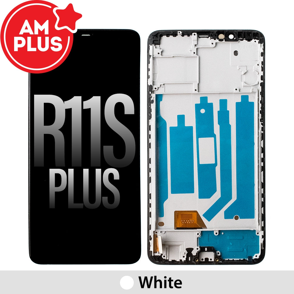 AMPLUS LCD Screen Digitizer with Frame for OPPO R11s Plus-White