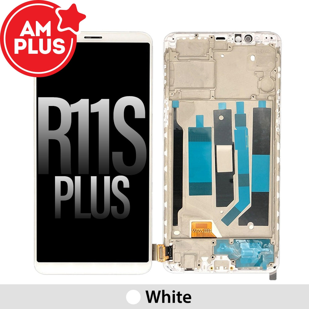AMPLUS LCD Screen Digitizer with Frame for OPPO R11s Plus-White