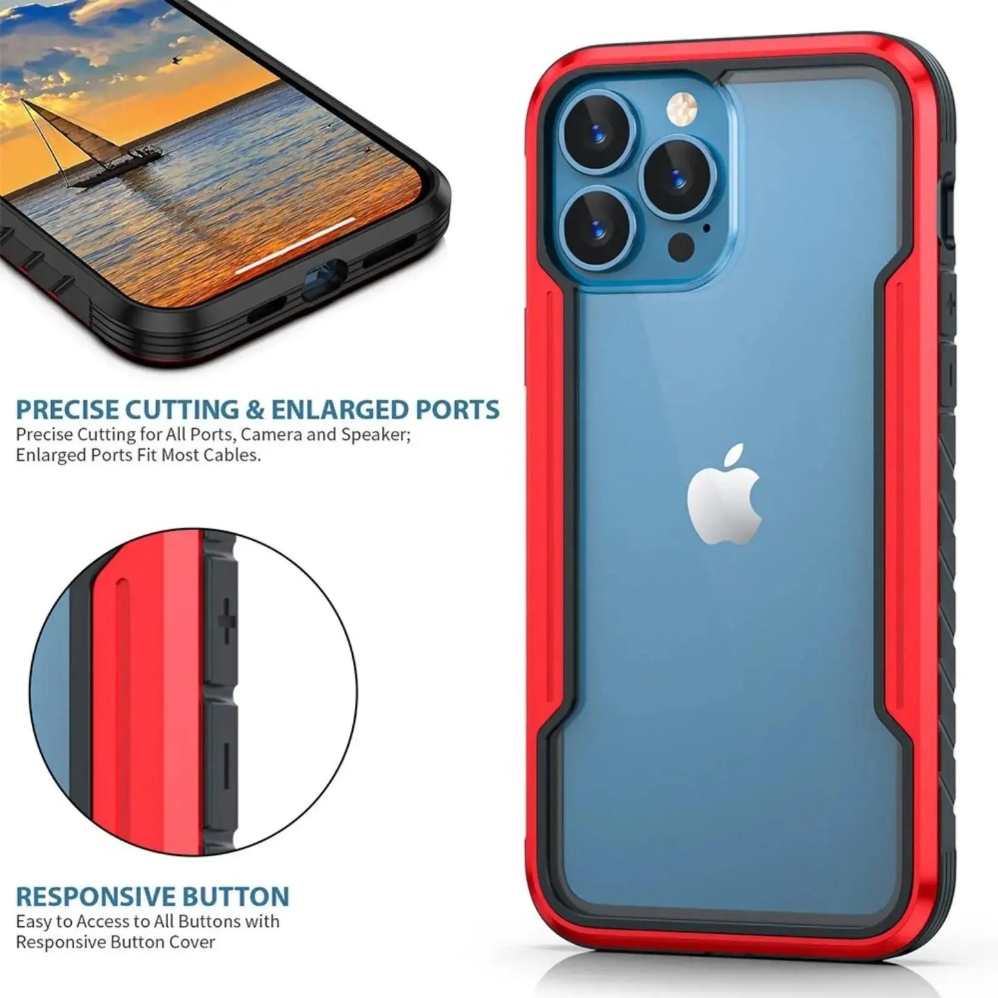 Re - Define Shield Shockproof Heavy Duty Armor Cover Case for iPhone 15 Plus Red - MyMobile