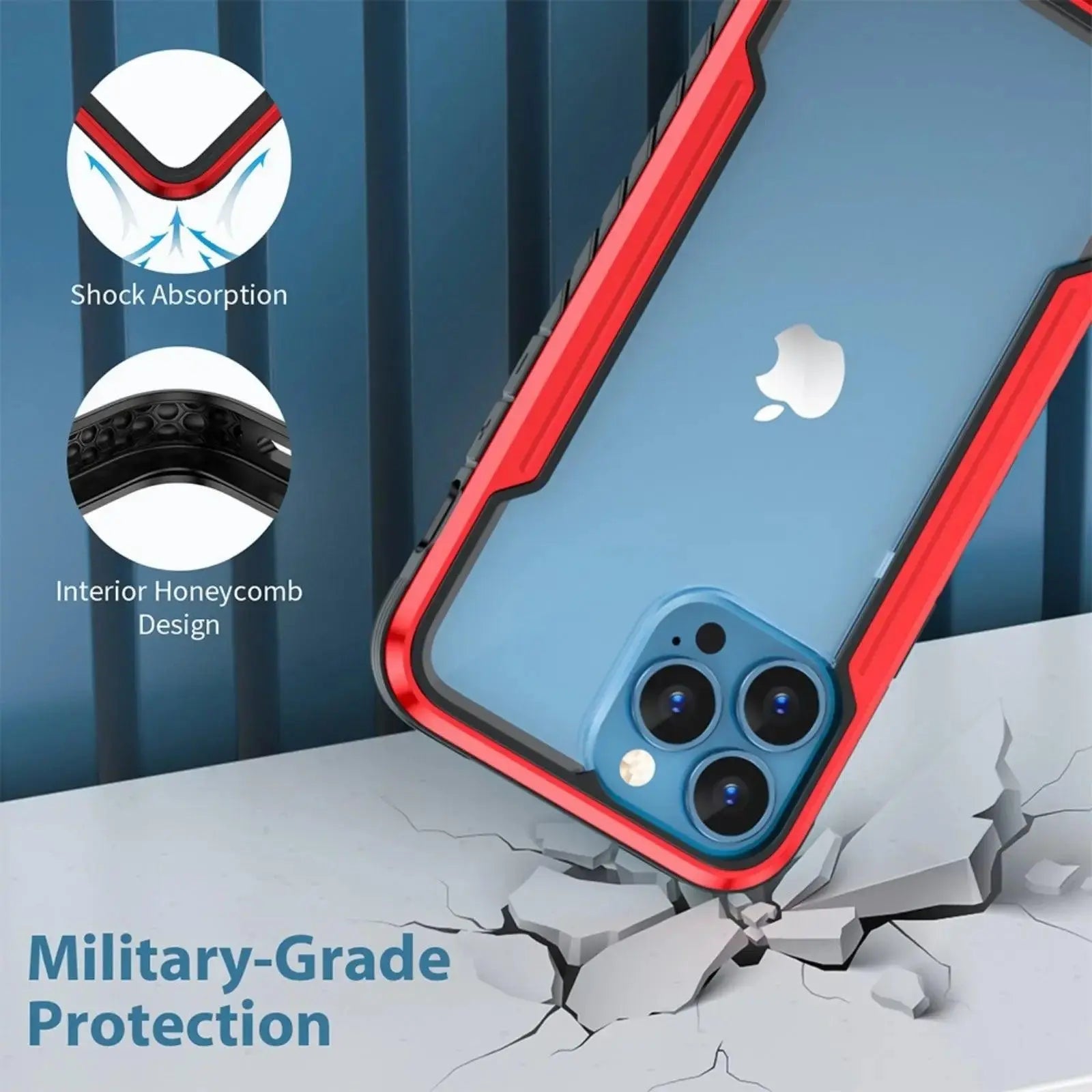 Re - Define Shield Shockproof Heavy Duty Armor Cover Case for iPhone 15 Plus Red - MyMobile