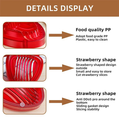 Red Strawberry Slicer Plastic Fruit Carving Tools Salad Cutter Berry Strawberry Cake Decoration Cutter Kitchen Gadgets - MyMobile