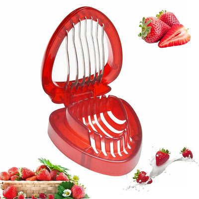 Red Strawberry Slicer Plastic Fruit Carving Tools Salad Cutter Berry Strawberry Cake Decoration Cutter Kitchen Gadgets - MyMobile