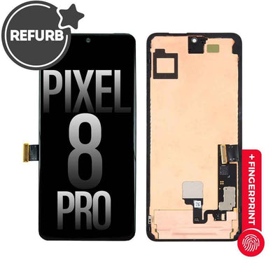 REFURB FULL ORIGINAL OLED Assembly Replacement with Bezel Frame and Fingerprint Sensor for Google Pixel 8 Pro-Black