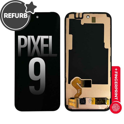 REFURB FULL ORIGINAL OLED Screen Digitizer with Bezel Frame and Fingerprint Sensor for Google Pixel 9-Black