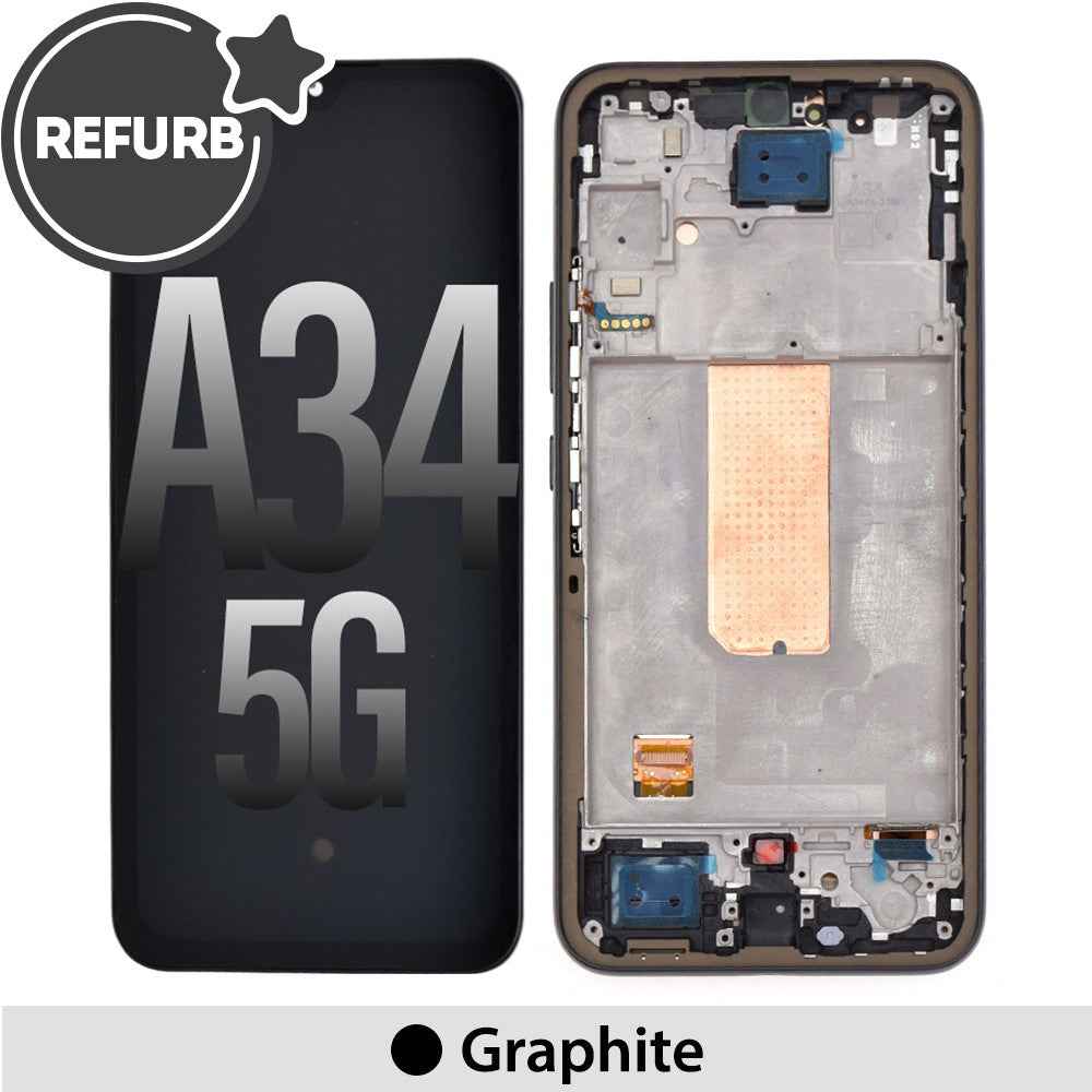 REFURB OLED Screen Replacement Digitizer with Frame for Samsung Galaxy A34 5G A346B-Graphite