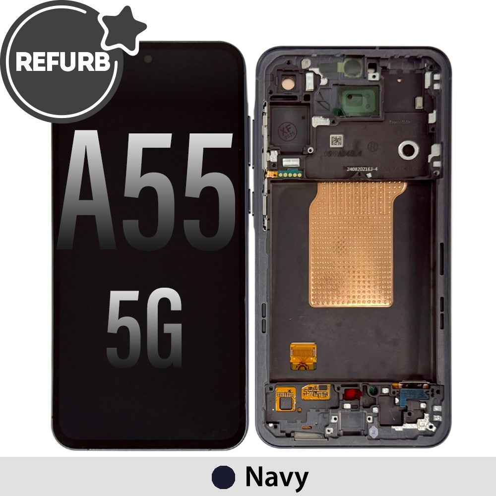 REFURB OLED Screen Replacement Digitizer with Frame for Samsung Galaxy A55 5G A556B-Navy