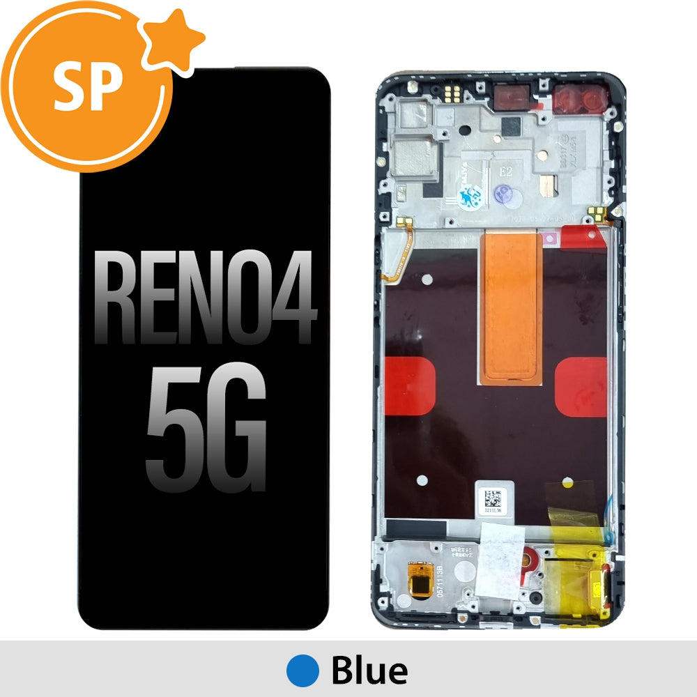 OLED Screen Replacement with Frame for OPPO Reno4 5G 4904704 (Service Pack) - Blue