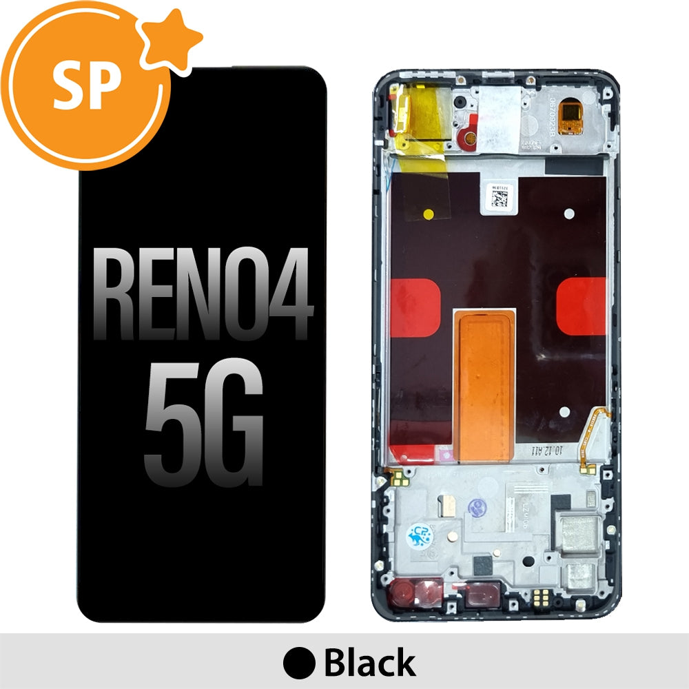 OLED Screen Replacement with Frame for OPPO Reno4 5G 4904705 (Service Pack) - Black