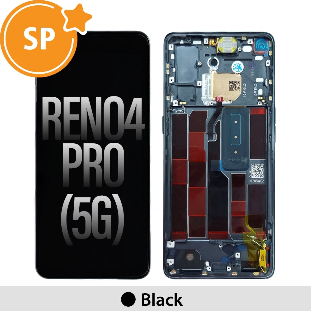 OLED Screen Digitizer Replacement with Frame for OPPO Reno4 Pro 5G (Service Pack) - Black