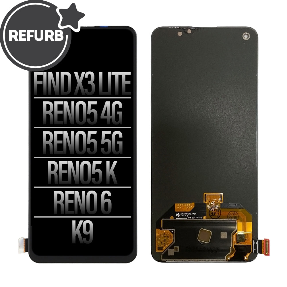 REFURB OLED Screen Digitizer Replacement for OPPO Find X3 Lite / Reno5 4G / Reno5 5G / Reno5 K / Reno 6 / K9 / One Plus Nord CE
