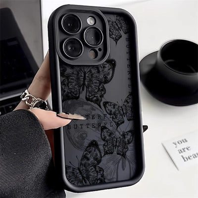 Retro Butterfly Print Drop - resistant Phone Case For iPhone 15 - MyMobile