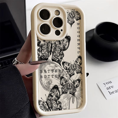 Retro Butterfly Print Drop - resistant Phone Case For iPhone 15 - MyMobile