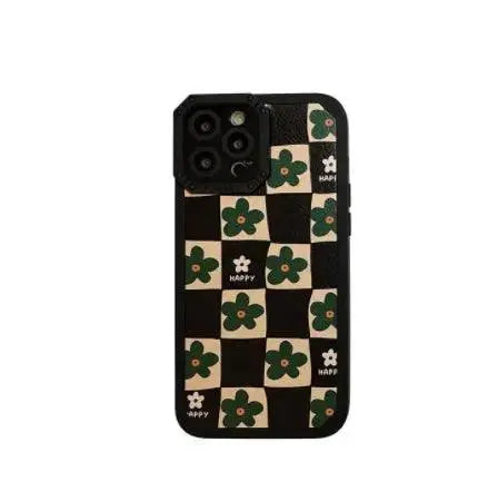 Retro Green Flower Checkerboard Lattice Phone Case - MyMobile