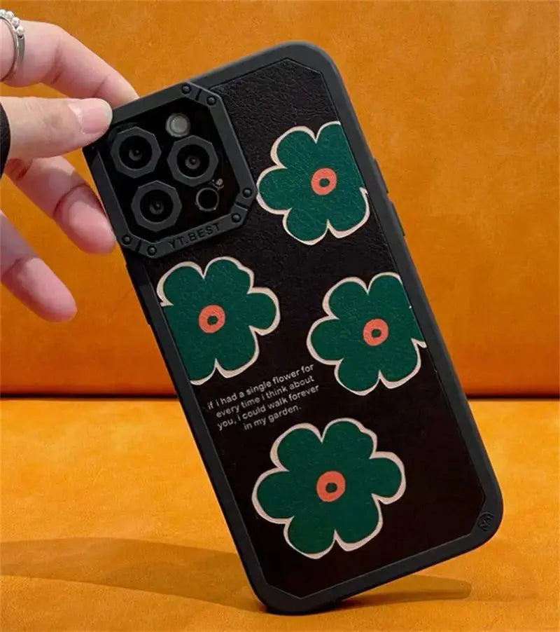 Retro Green Flower Checkerboard Lattice Phone Case - MyMobile