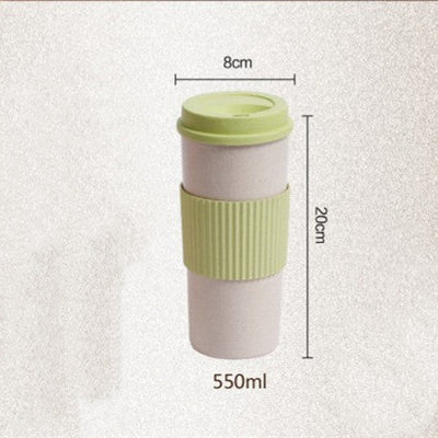 Reusable Coffee Tea Cup Random Color Wheat Straw Mug Coffee Cup with Lid Home Outdoor Water Bottle Travel Insulated Cup - MyMobile