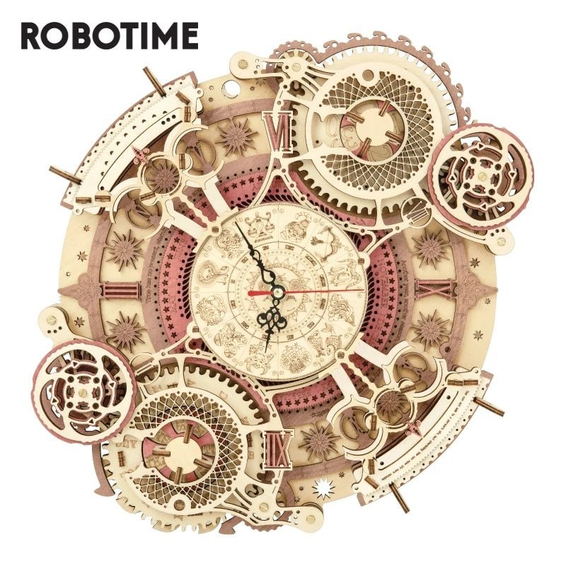 Robotime ROKR Zodiac Wall Clock 3D Wooden Puzzle Model Assembly Toys Gifts for Children Kids - MyMobile