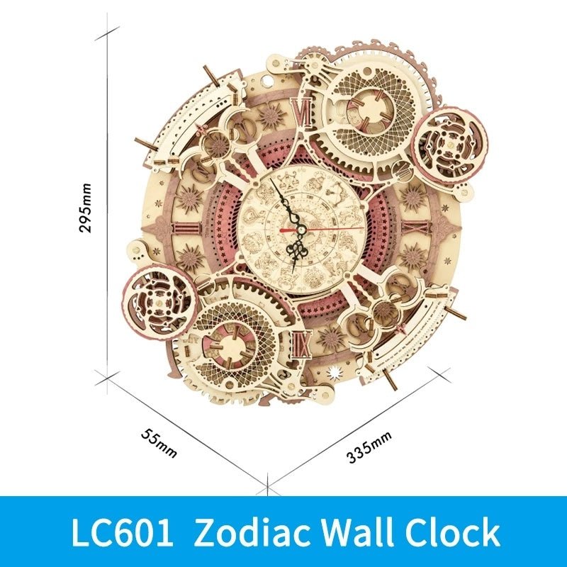 Robotime ROKR Zodiac Wall Clock 3D Wooden Puzzle Model Assembly Toys Gifts for Children Kids - MyMobile