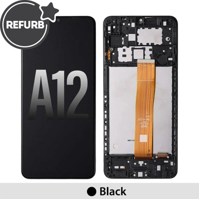 Samsung Galaxy A12 A125F REFURB OLED Screen Replacement Digitizer with Frame - Black - MyMobile