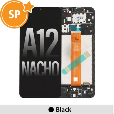 Samsung Galaxy A12 Nacho A127F OLED Screen Replacement Digitizer with Frame GH82 - 26485A (Service Pack) - Black - MyMobile