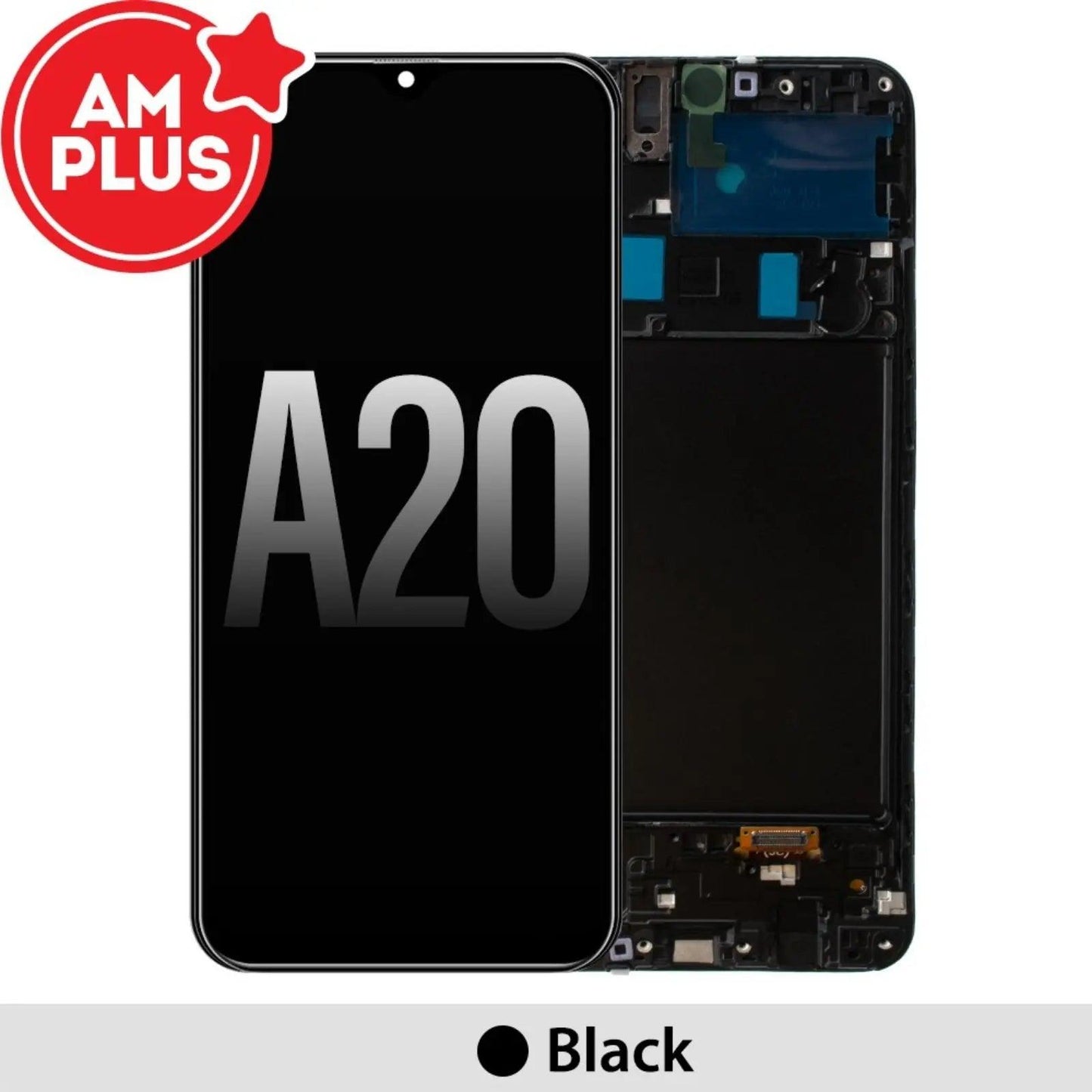 Samsung Galaxy A20 A205F AMPLUS OLED Screen Replacement Digitizer with Frame - Black - MyMobile