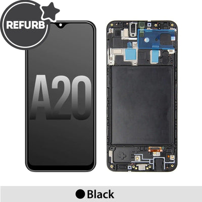 Samsung Galaxy A20 OLED Screen Replacement Digitizer with Frame (Refurbished) - Black - MyMobile