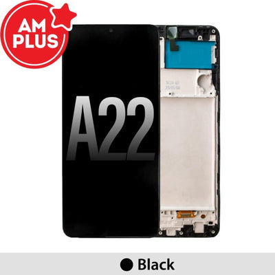 Samsung Galaxy A22 4G A225F AMPLUS OLED Screen Replacement Digitizer with Frame - Black - MyMobile