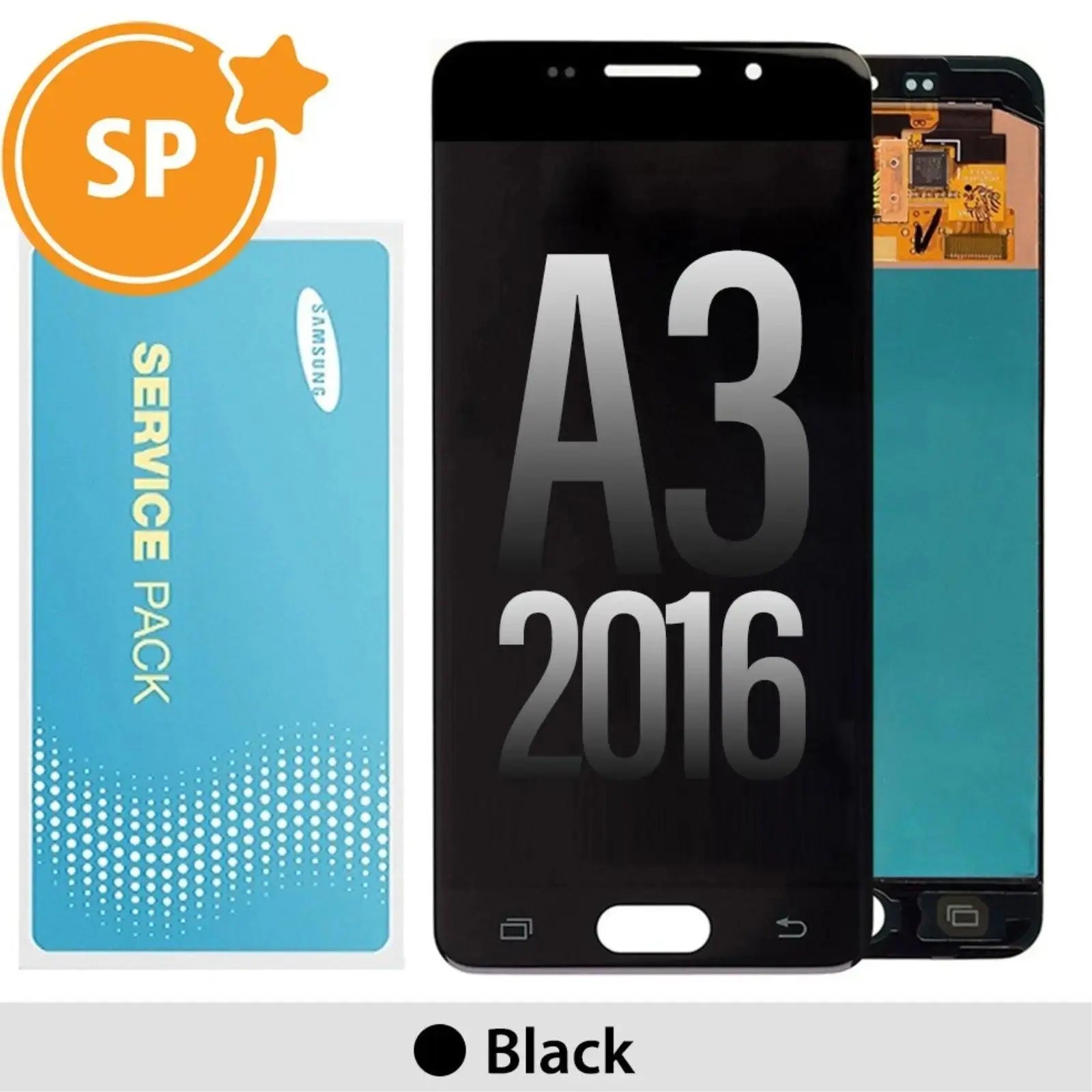 Samsung Galaxy A3 (2016) A310F OLED Screen Replacement Digitizer GH97 - 18249B (Service Pack) - Black - MyMobile