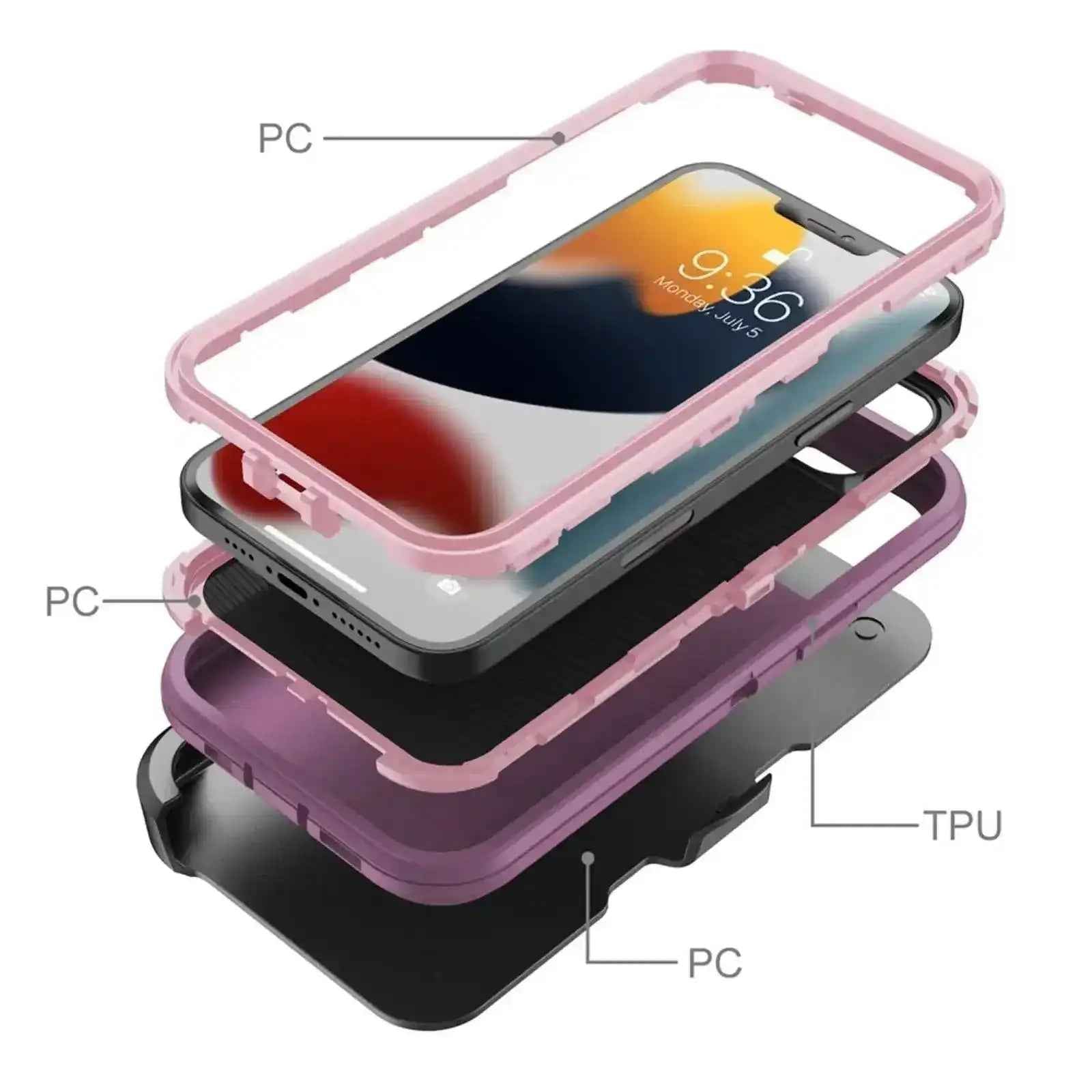 Shockproof Robot Armor Hard Plastic Case With Belt Clip For Iphone 14 Pro Max - MyMobile