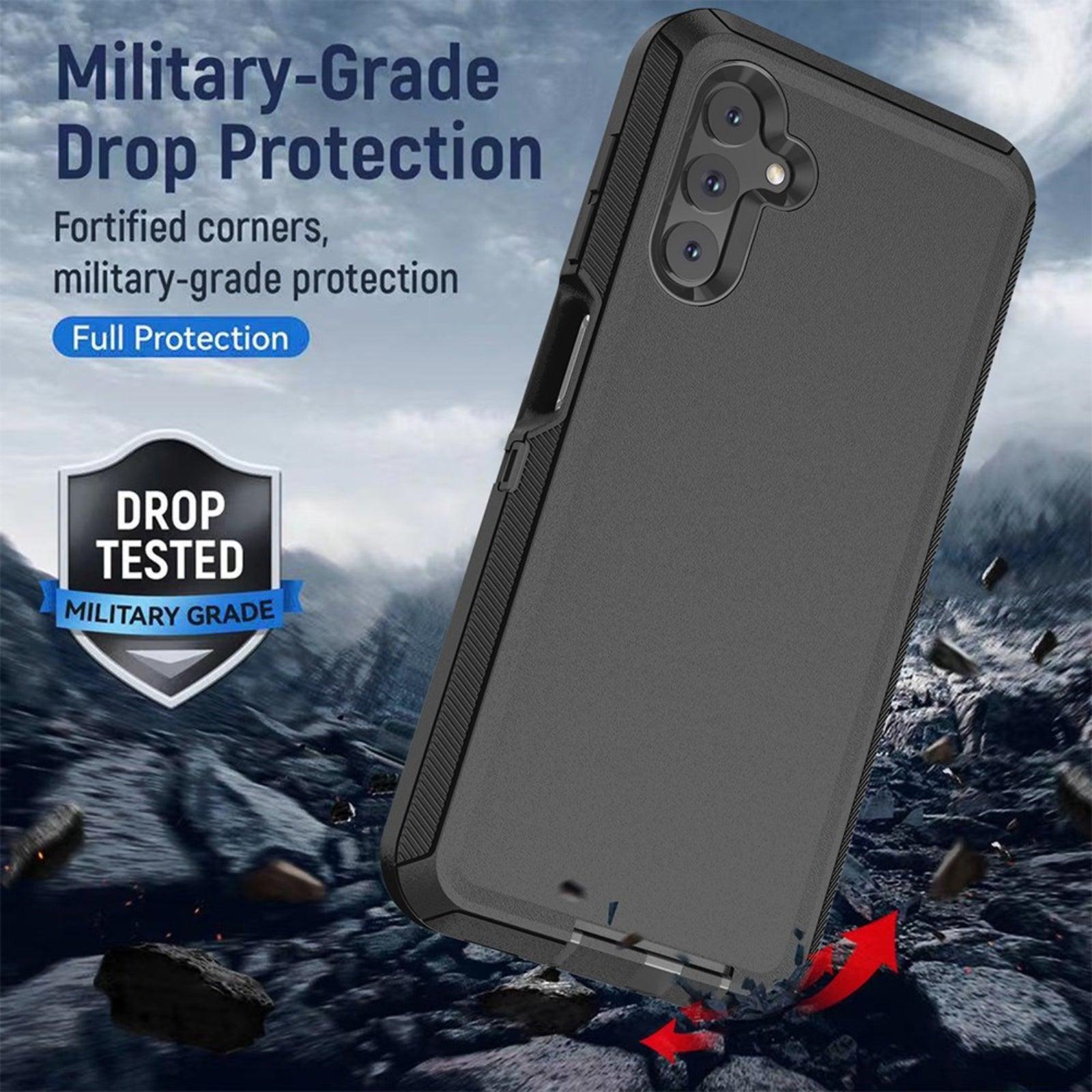 Shockproof Robot Armor Hard Plastic Case with Belt Clip for Samsung Galaxy A25 5G - Black - MyMobile