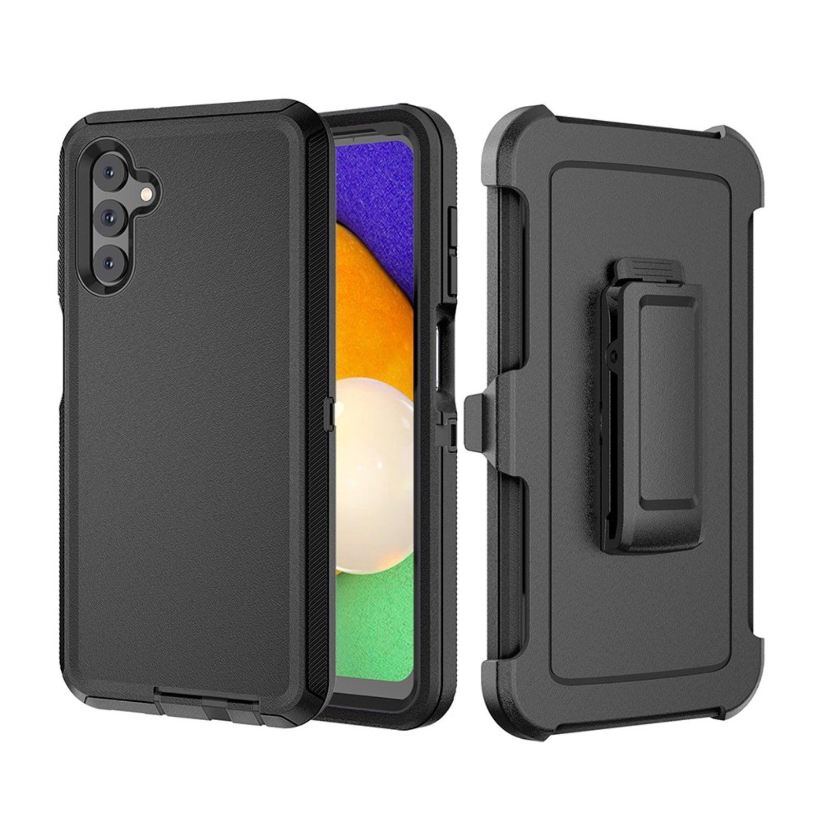 Shockproof Robot Armor Hard Plastic Case with Belt Clip for Samsung Galaxy A25 5G - Black - MyMobile