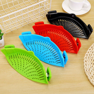 Silicone Clip - on Pot Pan Bowl Funnel Oil Strainer Creative Rice Washing Colander for Draining Liquid Fits All Pot Size - MyMobile